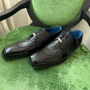 Elegant Black Crocodile Pattern Men's Shoes